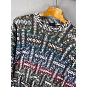 Vintage CT Design Nordic Knit Sweater Mens Size L‎ Abstract Multicolor Dad Cosby